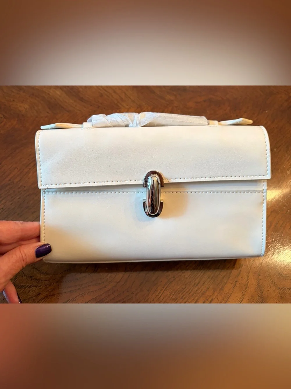 Elegant Ivory Savette “Symmetry Pochette” Top-Handle Bag - NWOT (MSRP $1390)